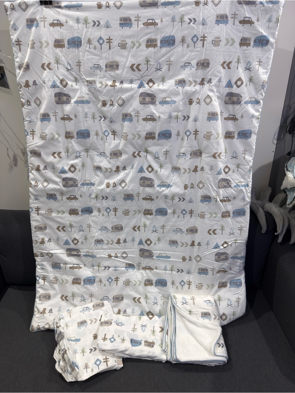 Neutral Travel Pattern Baby Crib Bedding Set new see details